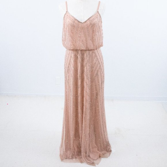 BHLDN Dresses & Skirts - BHLDN Adrianna Papell 14 Beaded Maxi Dress Pink